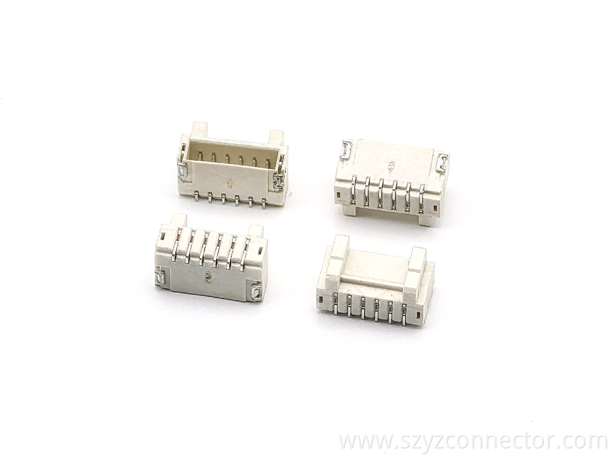 1.0mm Ultra-thin With Hook Wafer Horizontal SMT Elevated Pin header Connector 6P